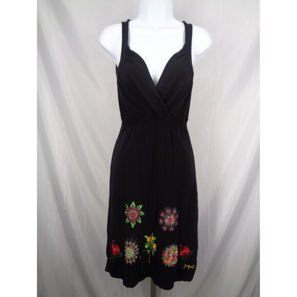 Desigual Dresses & Skirts - Desigual Black Knit Applique Dress Size Small Floral Starburst Embroidered